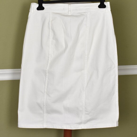 POINT SUR J.Crew Skirt 14 Ivory Button Front 2 Pockets Machine Wash - Picture 3 of 5